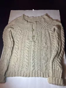 Vintage American Eagle S/P cable knit sweater Ecru wool nylon angora blend - Picture 1 of 7