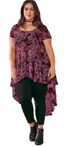 Camicia chiffon Torrid taglia 1 top viola alta bassa 14/16 1x camicia a tunica sexy - Foto 1 di 5