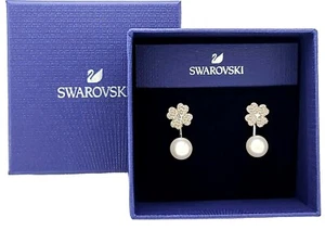 New in Gift Box SWAROVSKI 5636486 Pink Crystal, W Pearl Jacket Latisha Earrings - Picture 1 of 1