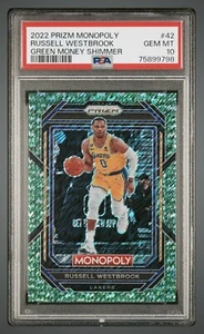 2022-23 Prizm Monopoly Russell Westbrook Green Money Shimmer /20 PSA 10 Lakers - Bild 1 von 2