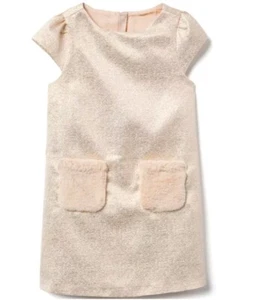 New GYMBOREE Girls Textured Metallic Party Dress Pink Fur Pocket Size 14 - Picture 1 of 2