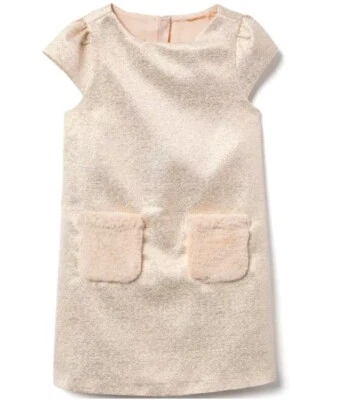New GYMBOREE Girls Textured Metallic Party Dress Pink Fur Pocket Size 14 - Image 1 of 2