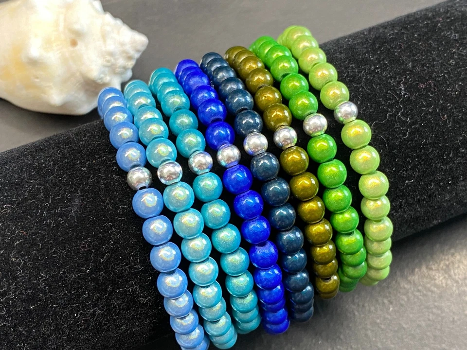 1St. Armband 6mm Miracle Beads Magic Perlen 3D Illumination Gr. S silber #A919 - Bild 1 von 1