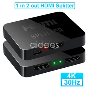 HDMI Splitter Amplifier 1 In 2 Out Video Duplicator 4K FHD 3D HDTV DVD PC NEW - Picture 1 of 22