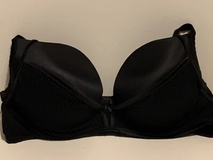 Torrid Curve Collection Push Up Plunge Bra 40DD Black Fish Net Overlay - Picture 1 of 8