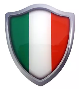 Italy Italian flag Shield Domed Decal 3D Look Emblem Resin car sticker 2.6"x3" - Imagen 1 de 3