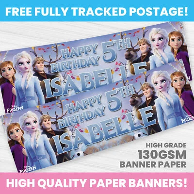 BANNERS PERSONALIZADOS PARA DECORAÇÃO DE FESTA DE ANIVERSÁRIO PRINCESAS CONGELADAS DA DISNEY - Imagem 1 de 3