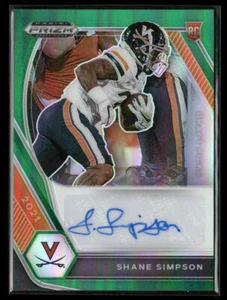 2021 Panini Prizm Draft Picks Collegiale #DPA-SSI Shane Simpson Autografi Verde - Foto 1 di 2