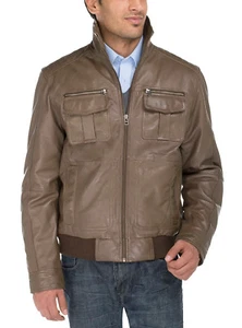Luciano Natazzi Mens Trim Fit Real Lambskin Leather Moto Jacket Blast - Picture 1 of 3
