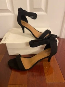 Style & Co Women's Paycee Faux Suede Black Zip Ankle Strap Sandals Size 11M - Picture 1 of 5