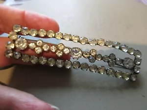 ANTIQUE VINTAGE EDWARDIAN ART DECO PASTE LARGE GOLD TONE CRYSTAL BAR BROOCH PIN - Picture 1 of 6