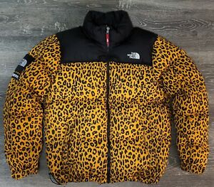 SUPREME x THE NORTH FACE Nuptse Jacket Yellow Leopard  - 100% AUTHENTIC 