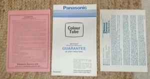Tarjetas/folletos de garantía originales de televisión de tubo a color Panasonic TX21T1. - Imagen 1 de 3