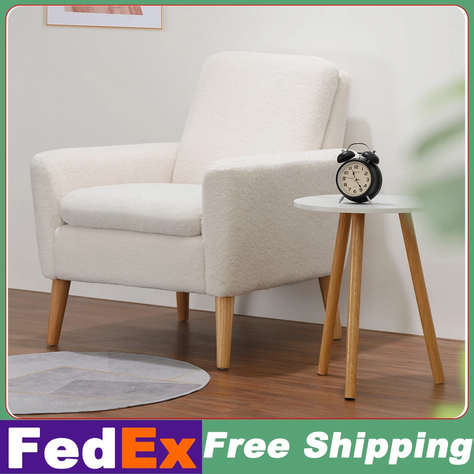 Modern Single Sofa Armchair Upholstered Velvet Fabric Lounge Chair Living Room - Image 1 of 4