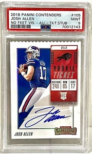 2018 Contenders Rookie Ticket Stub 105 Josh Allen #’d /17 No Feet Vis. PSA 9 MVP - Picture 1 of 4
