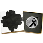 Hand-Enameled Black Awareness Ribbon 1oz .999 Silver Round in Gift Box SilverTow