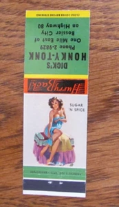 FUNDA PIN-UP GIRLIE MATCHBOOK: DICK'S HONKY-TONK BOSSIER CITY LA MATCHCOVER -B17 - Imagen 1 de 2