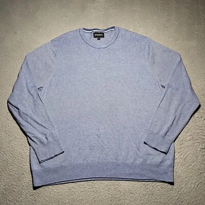 Suéter masculino Bonobos XXL listra azul algodão cashmere elástico gola redonda pulôver - Imagem 1 de 4