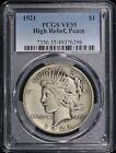 1921 Peace Dollar High Relief Pcgs Vf35 Attractive Toning! 49376296