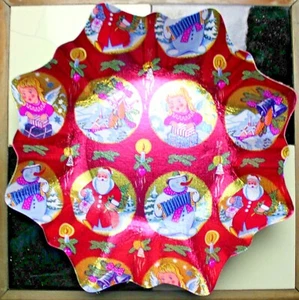 Weihnachtsteller Pappe Bunter Teller Weihnachten Nikolaus 60er 70er 60s 70s . - Bild 1 von 3
