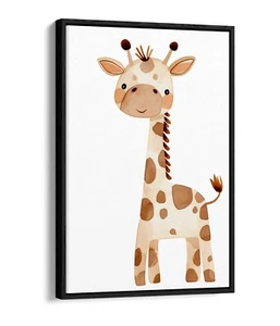 WASSERFARBE GIRAFFE CARTOON-FLOAT-EFFEKT GERAHMTER LEINWANDKUNSTDRUCK - Bild 1 von 12
