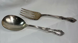 WM ROGERS MFG CO EXTRA PLATE Original Version Valley Rose Serving Fork & Spoon - Picture 1 of 5