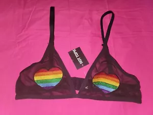 Women's Hot Topic Rainbow Heart 🌈 ❤️ Sheer Wireless Bralette Size Small NWT - Picture 1 of 10