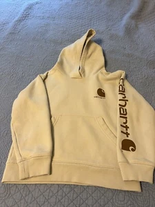 Carhartt Graphic Pullover Hoodie Beige Long Sleeve Youth Boys Size S 8-10 - Picture 1 of 11