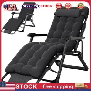 Lounge Chair Foldable Recliner Chair with Headrest Cushion for Indoor Outdoor - Picture 1 of 12