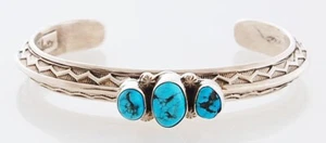 Navajo Handarbeit Sterling Silber Armband mit Türkis von June Delgarito - Bild 1 von 3