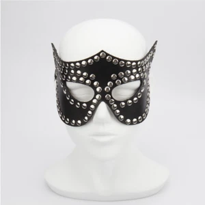 Sexy Mujeres Máscara Media Cara Cuero PU Punk Fiesta Mascarada Brillante Prendas para club nocturno - Imagen 1 de 3