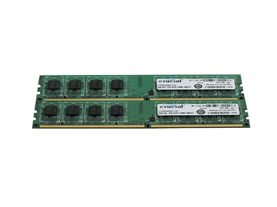 Crucial 4GB (2 X2GB) DDR2 800  PC2-6400 DDR2 DIMM - CT2KIT25664AA800 For Desktop - Image 1 of 1
