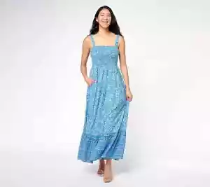 Destination 365 Regular Printed Maxi Dress Blue Paisley Size XS A607281 - Picture 1 of 4