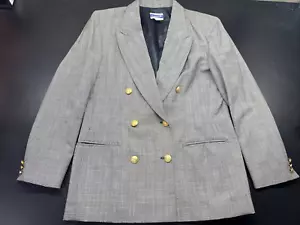 Pendleton Blazer Jacket Women’s 12 Gray Black Check Virgin Wool USA Made. H1 - Picture 1 of 15