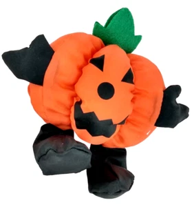 Vintage Nylon Pumpkin Orange Plush Man Jack o' Lantern 5" Halloween Toy - Picture 1 of 2