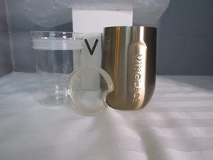 Vinglacé 10oz Stemless Copper Color Wine Tumbler Removable Glass Insert - Picture 1 of 8
