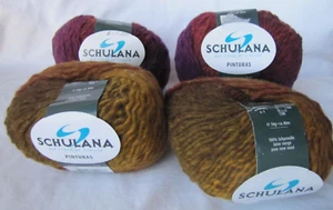 VIER Knäuel Schulana Pinturas Garn mit Schal Set.  Je zwei Farbe #3 und #4. - Bild 1 von 6