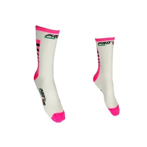 PRO' line Socken Radsocken Fahrrad Rennrad Weiß Rosa Fluo - Bild 1 von 2