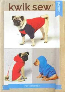 Kwik Sew Sewing Pattern 4382 Pet Dog Cat Coats Top Hood Option sz Xsm- Xlg - Picture 1 of 6