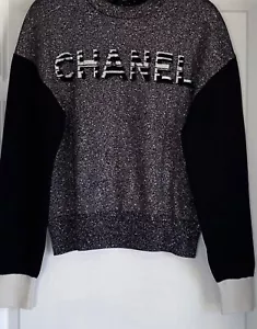 CHANEL 20C BLACK CASHMERE CC LOGO SWEATER FR48 XXL - Picture 1 of 3
