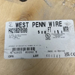 West Penn #210 10AWG 2 Conductor Grey Speaker Wire 100ft - Picture 1 of 2