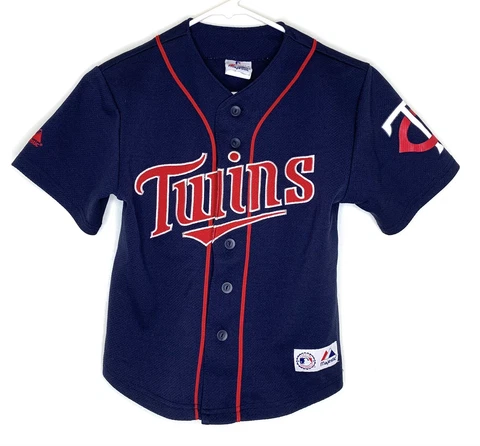 Minnesota Twins Child 8 Mauer #7 Majestic Blue Red BASEBALL JERSEY MLB Stitched Cover