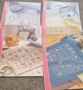 Five Cross Stitch Sampler Charts. Motif Sampler, Script Alphabet Plus Two More - Picture 1 of 20