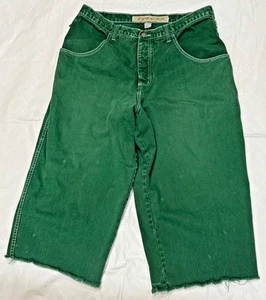 Pantalones de mezclilla verdes de skate Jnco Rave vintage talla 40" entrepierna cintura 24" - Imagen 1 de 6