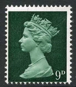 U23Ba 1967 Machin 9d Myrte-grün (PVA) Leuchtstoff weggelassen Katze 70 Pfund - Bild 1 von 1