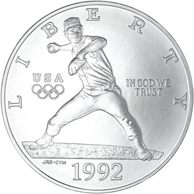 1992 D Olympics Baseball BU Commemorative 90% Silver Dollar See Pics X347 - Image 1 of 3