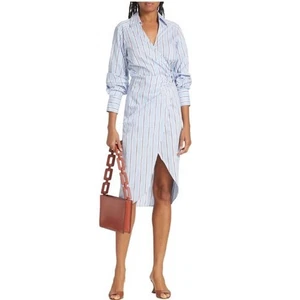 Vestidos Camisa Verónica Barba Azul Rayas Afton Envolvente Talla 12 - Imagen 1 de 8