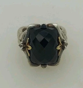 Ann King Ring Sterlingsilber 18 Karat Gelbgold Onyx Größe 7 - Bild 1 von 5