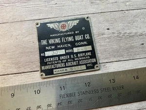 PLACA DE IDENTIFICACIÓN ORIGINAL 1930/31 VIKINGA HIDROAVIÓN KITTYHAWK ESPECIFICACIONES DE DATOS - Imagen 1 de 2