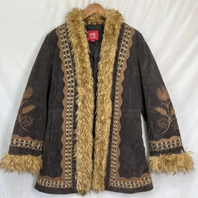 Abrigo Penny Lane Bordado Gamuza Cuero Colección B Talla L Imitación Piel Boho Y2K Foto 1 de 4